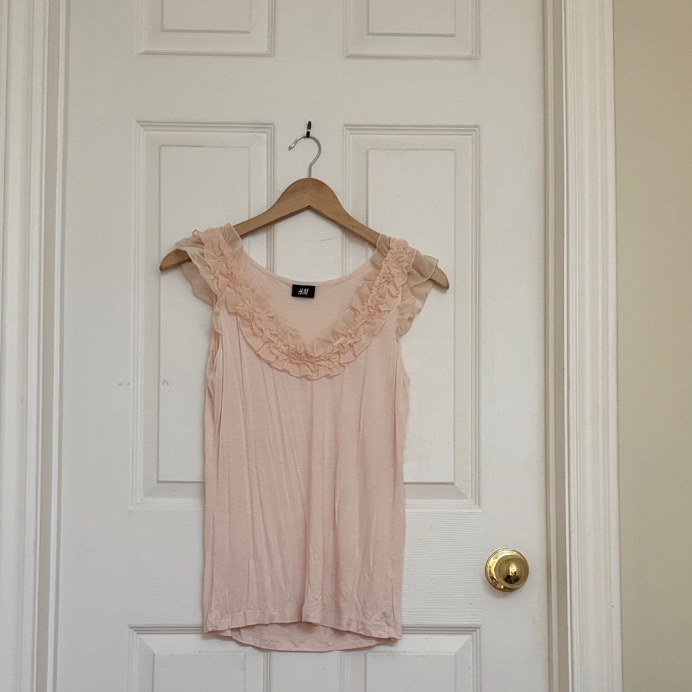 H&M Blush Ruffle Trim Top (S-M)